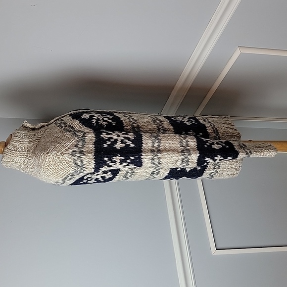 TELLURIDE CLOTHING CO. Wool Blend Snowflake Open Knit Boho Retro Long Cardigan S - Picture 4 of 8